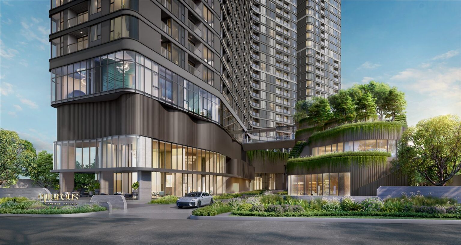 Main entrance of Aquarous Jomtien Pattaya – developer rendering