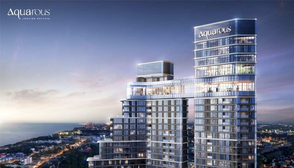 Twin towers at Aquarous Jomtien Pattaya – developer rendering