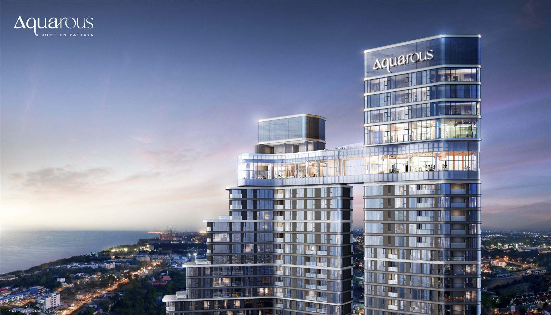 Twin towers at Aquarous Jomtien Pattaya – developer rendering