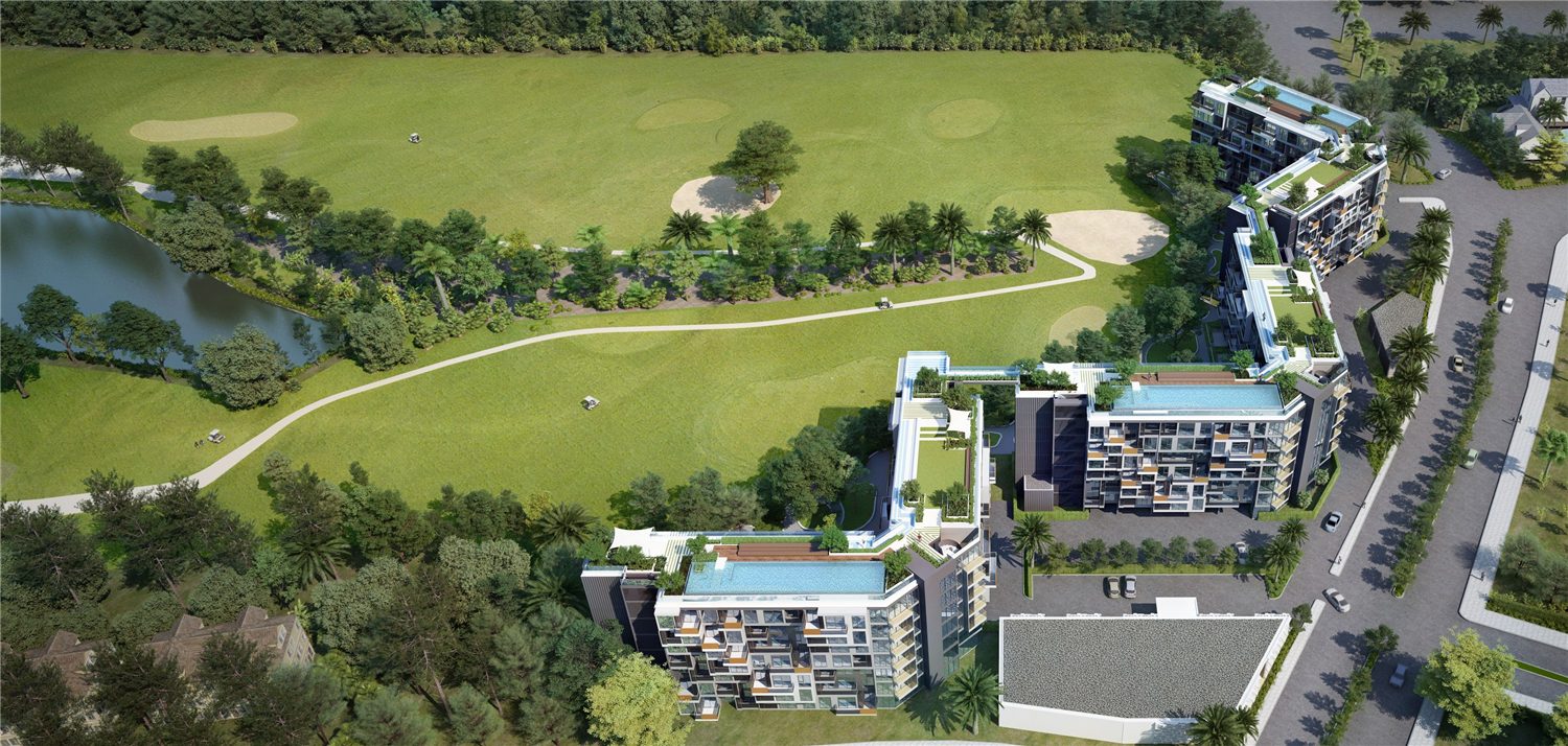 Skypark Aurora low-rise buildings and green setting