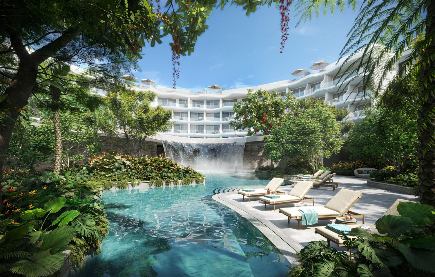 Ландшафтный бассейн Jungle Pool в Garrya Phuket — рендер