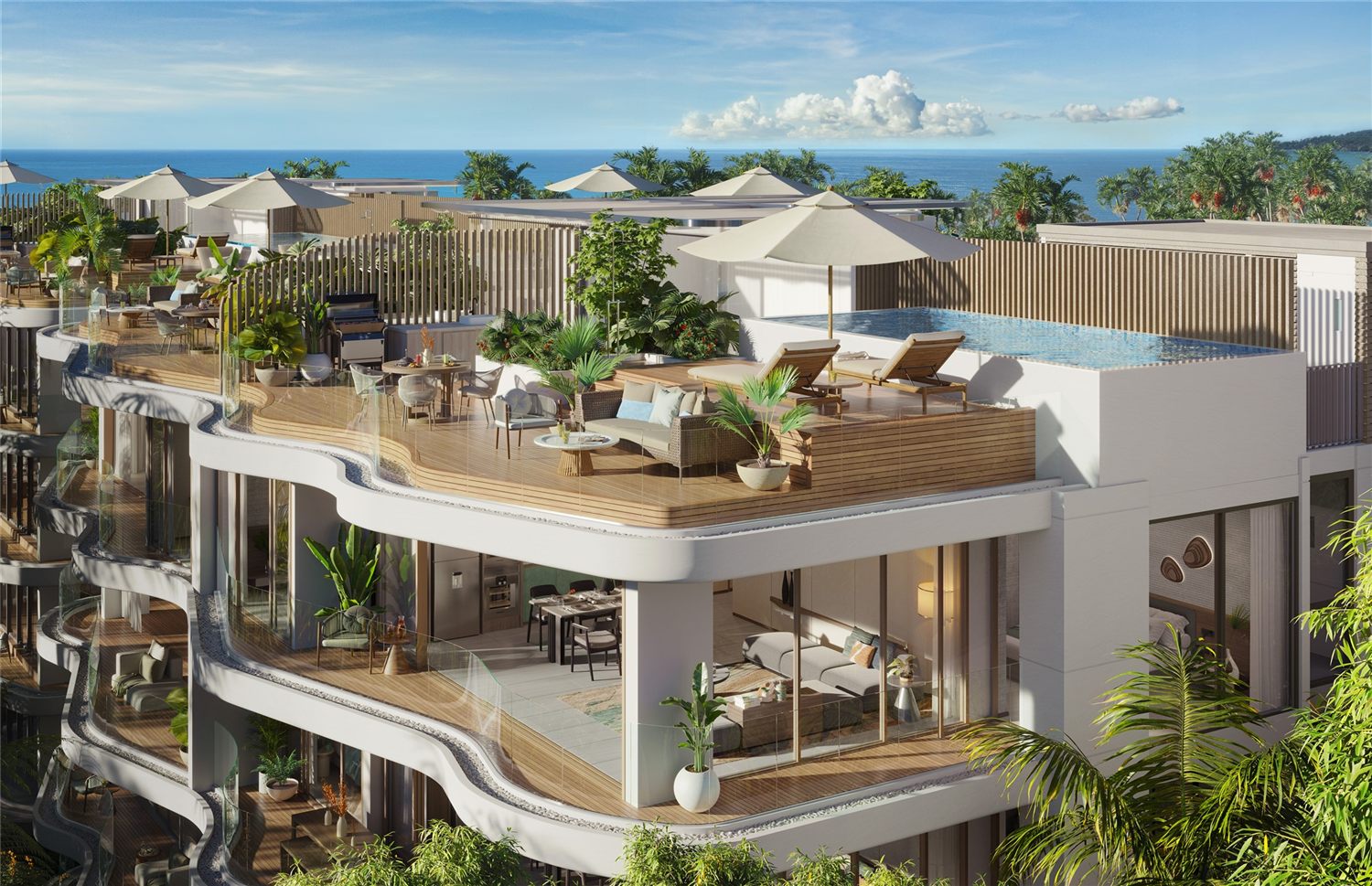 Частный бассейн на террасе пентхауса Garrya Phuket — рендер