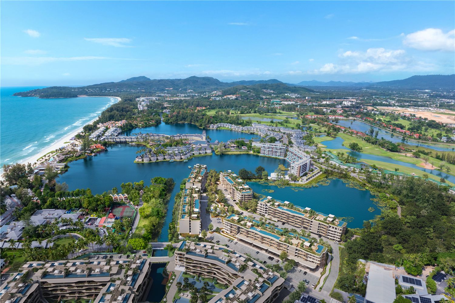 Aerial overview of Bellaguna Lotus buildings