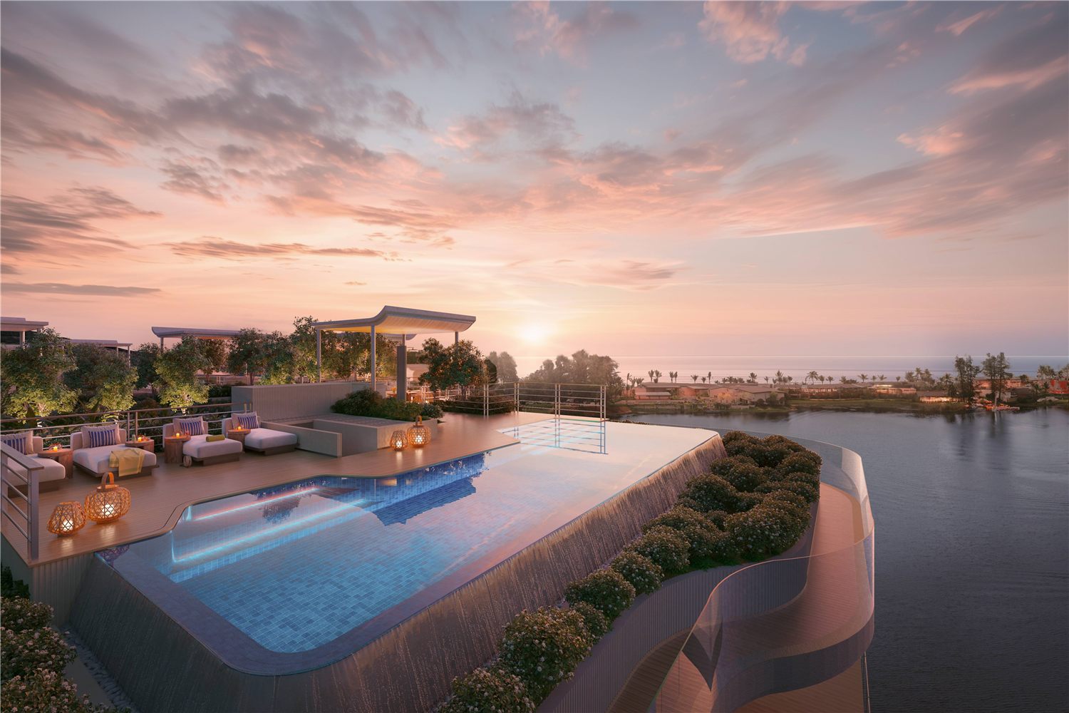 Private penthouse rooftop relaxation area