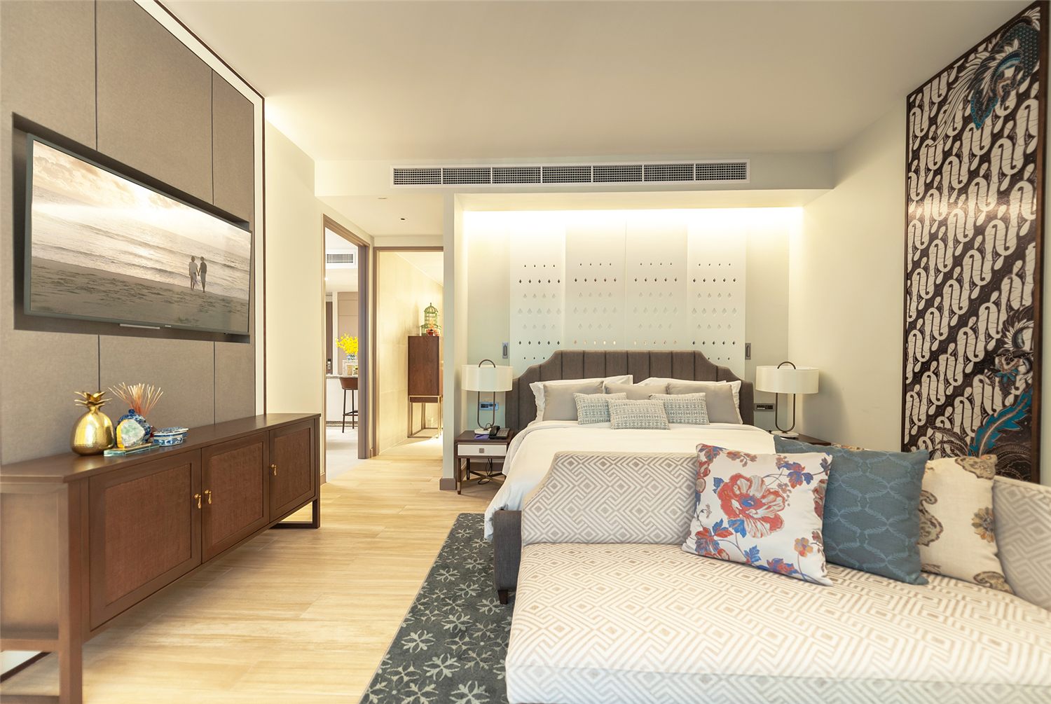 Real photograph of master bedroom in Angsana Oceanview showroom
