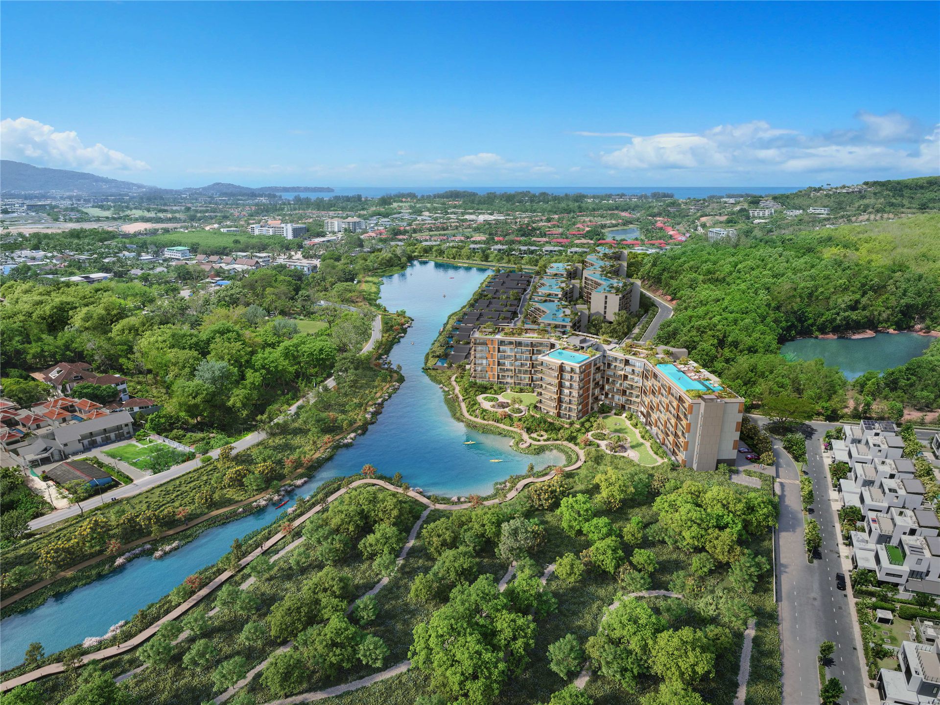 Aerial overview of Skypark Elara in Laguna Lakelands