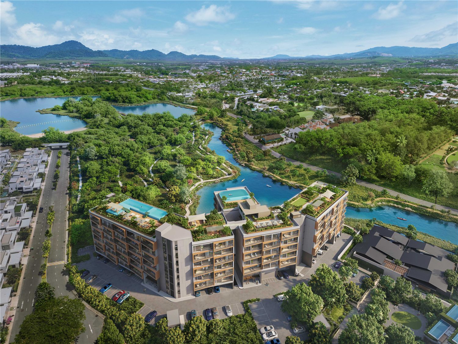 Skypark Elara among forest greenery and lagoons