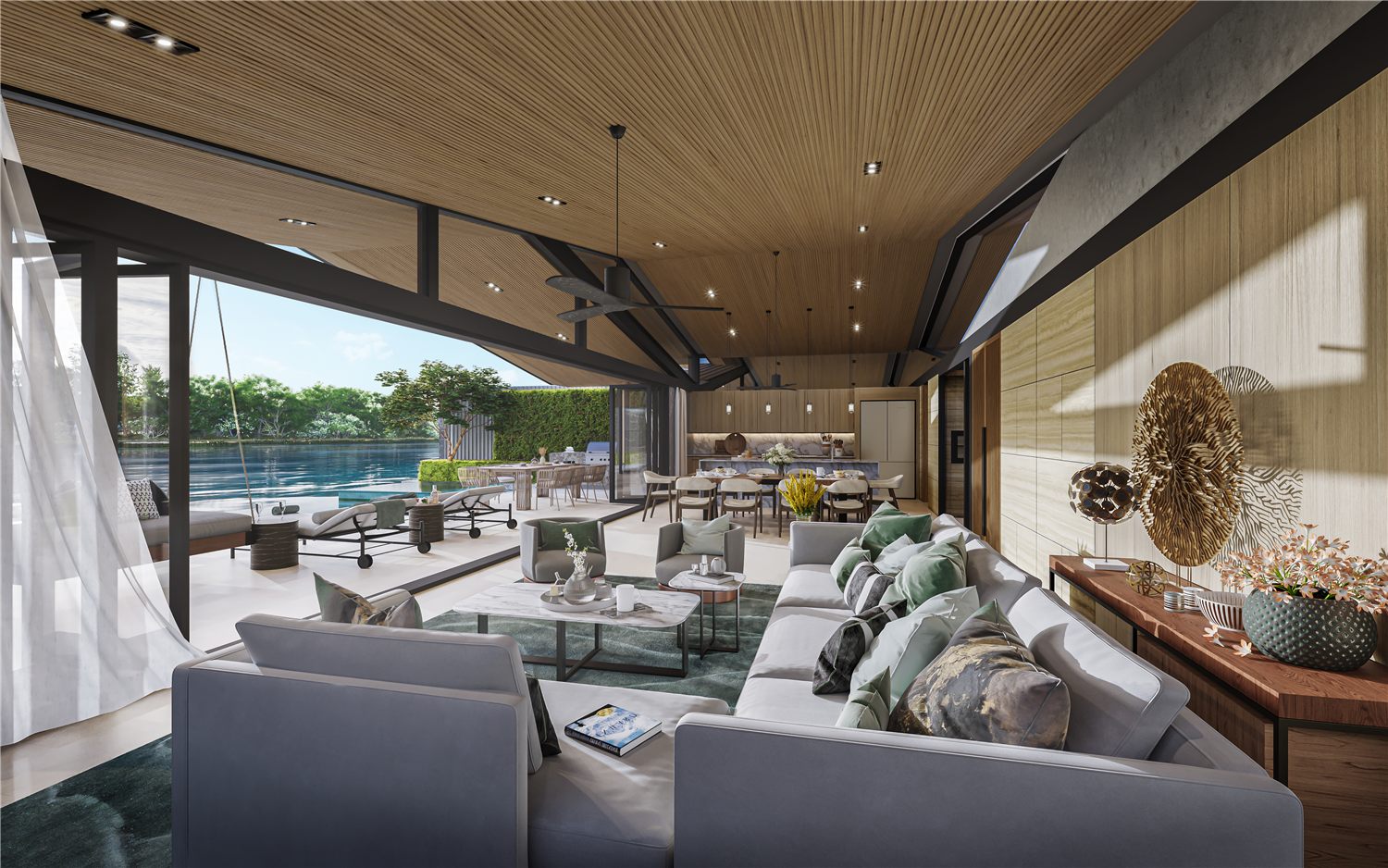 Family living room in a Lakelands Waterfront Villa