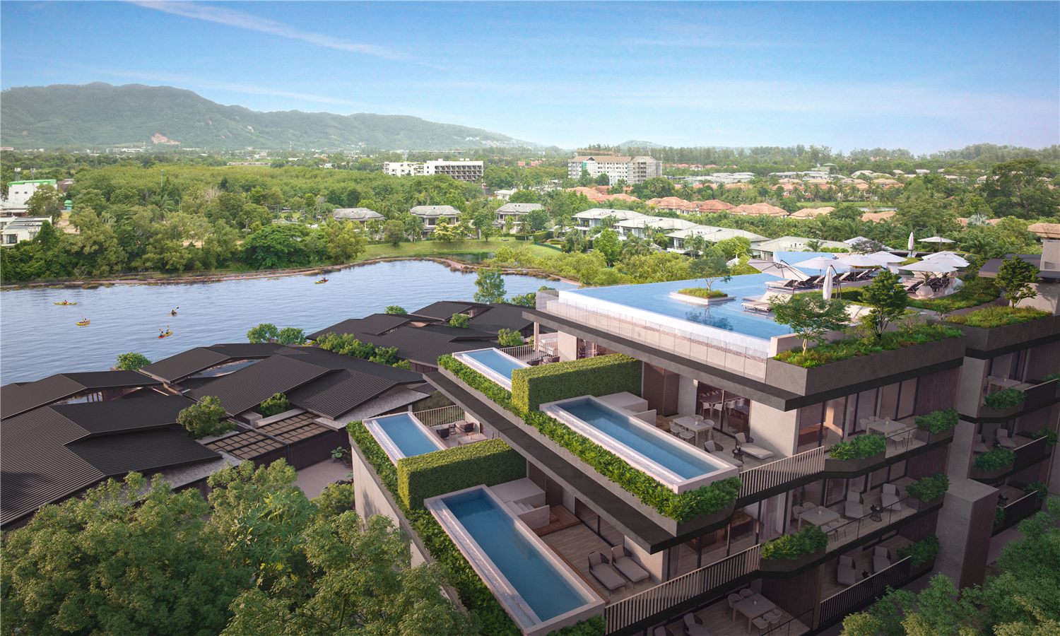 Four-storey Waterside residences with outdoor terraces