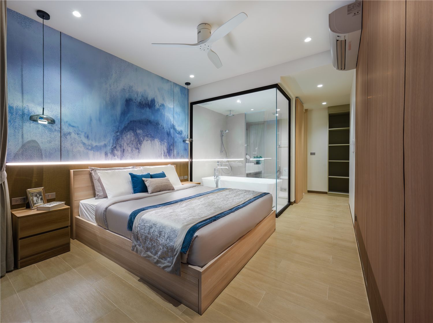 Master bedroom of a three-bedroom Waterside residence