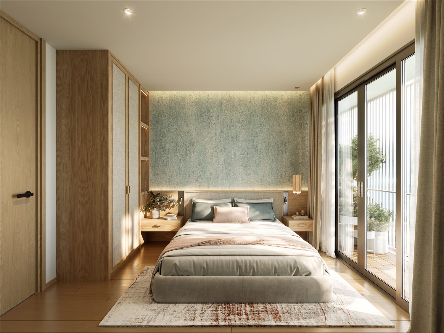 Спальня квартиры с тремя спальнями Laguna Aster — рендер