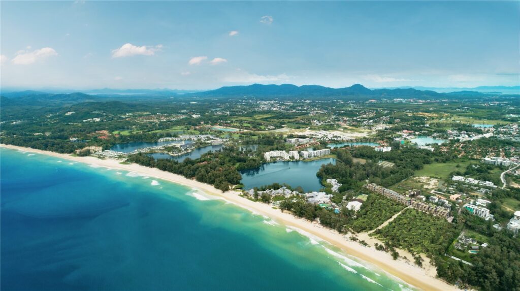 Laguna Reef buildings by Bang Tao Beach — aerial view