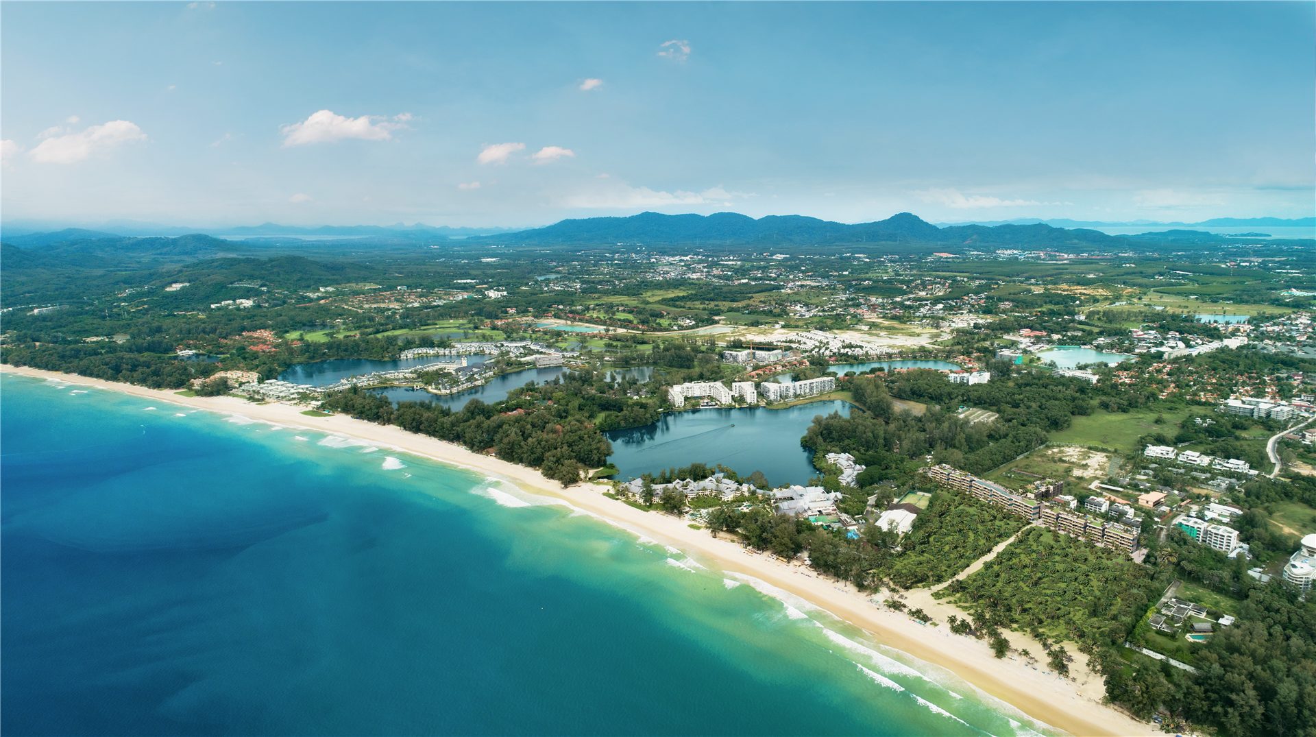 Laguna Reef buildings by Bang Tao Beach — aerial view