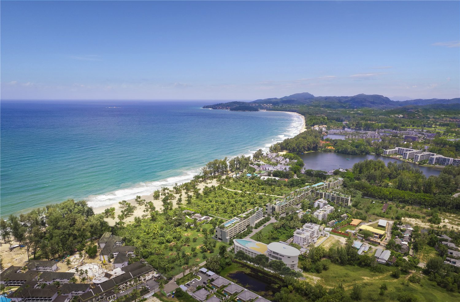 Seashore coastal residential development viewed from above