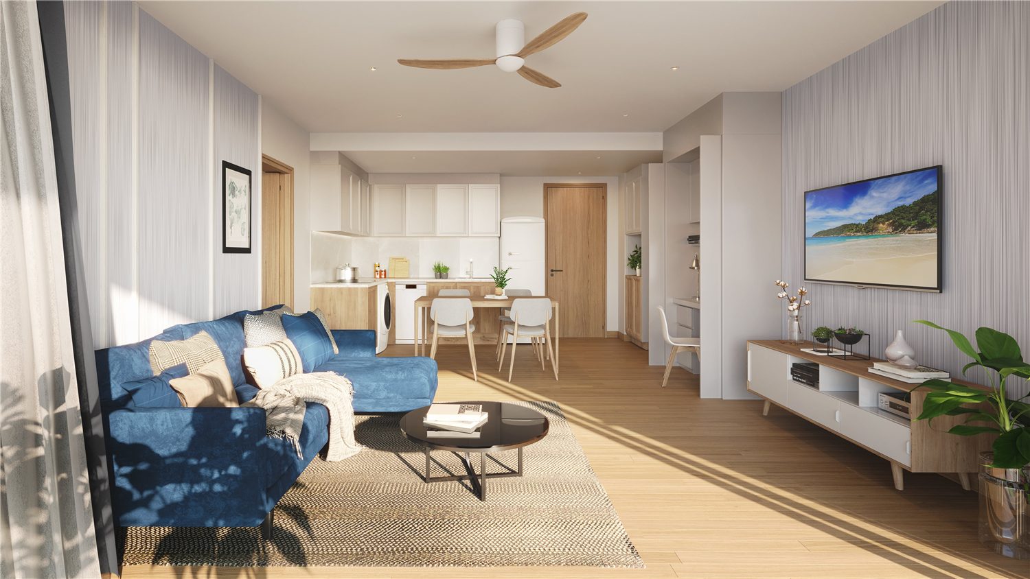 Living room in two-bedroom apartment