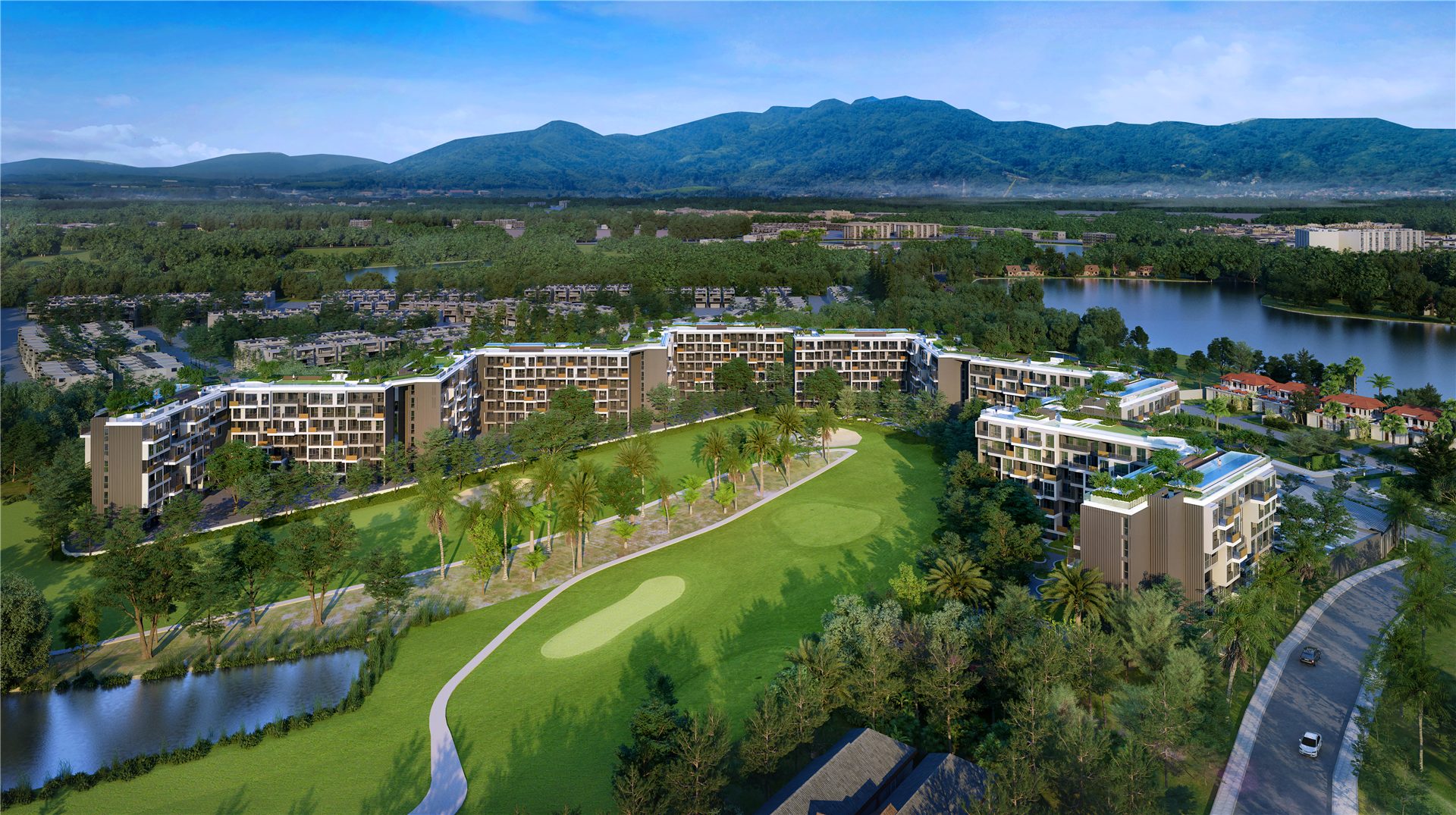 Skypark Celeste buildings overlooking Laguna Golf Phuket
