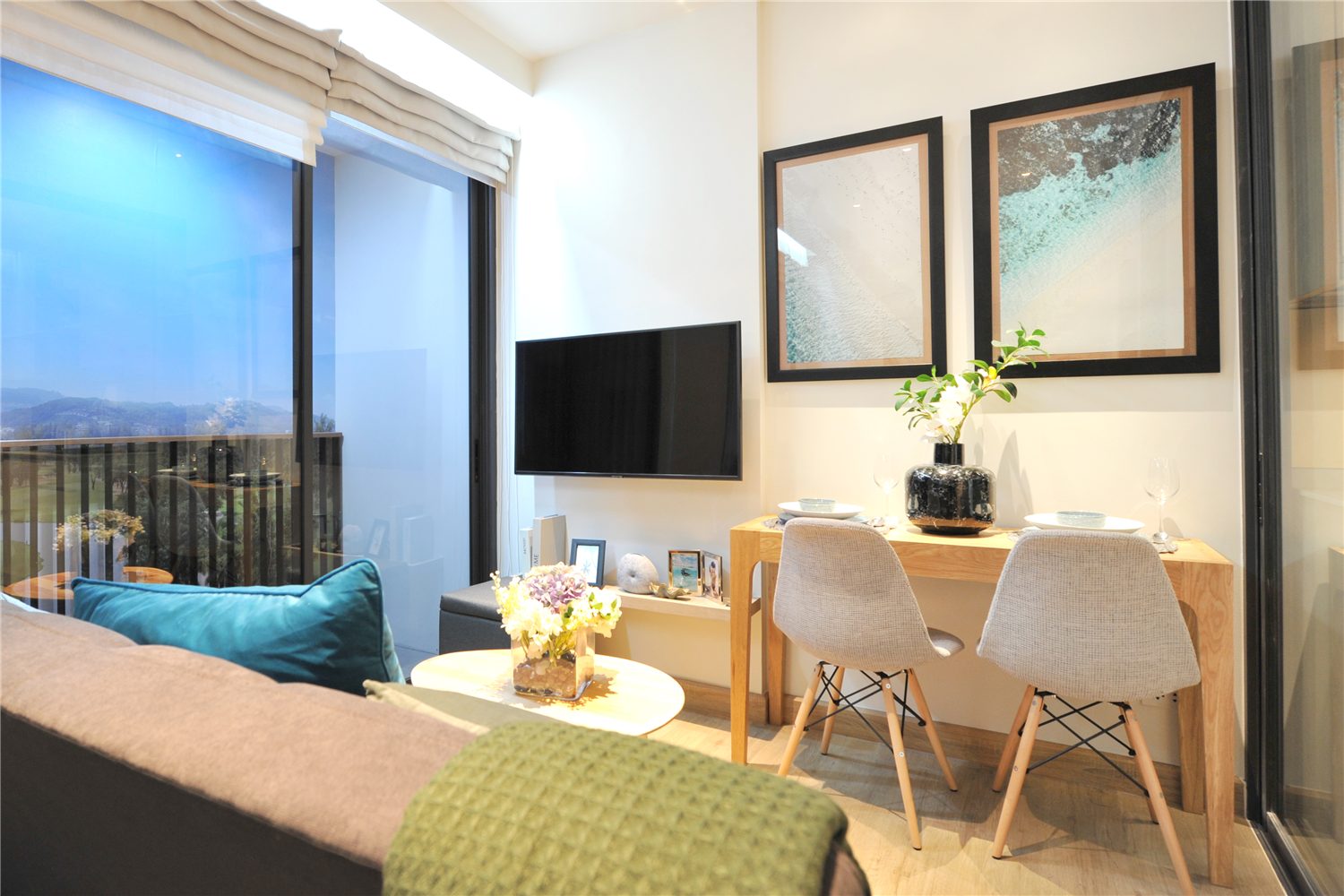 Compact apartment living area