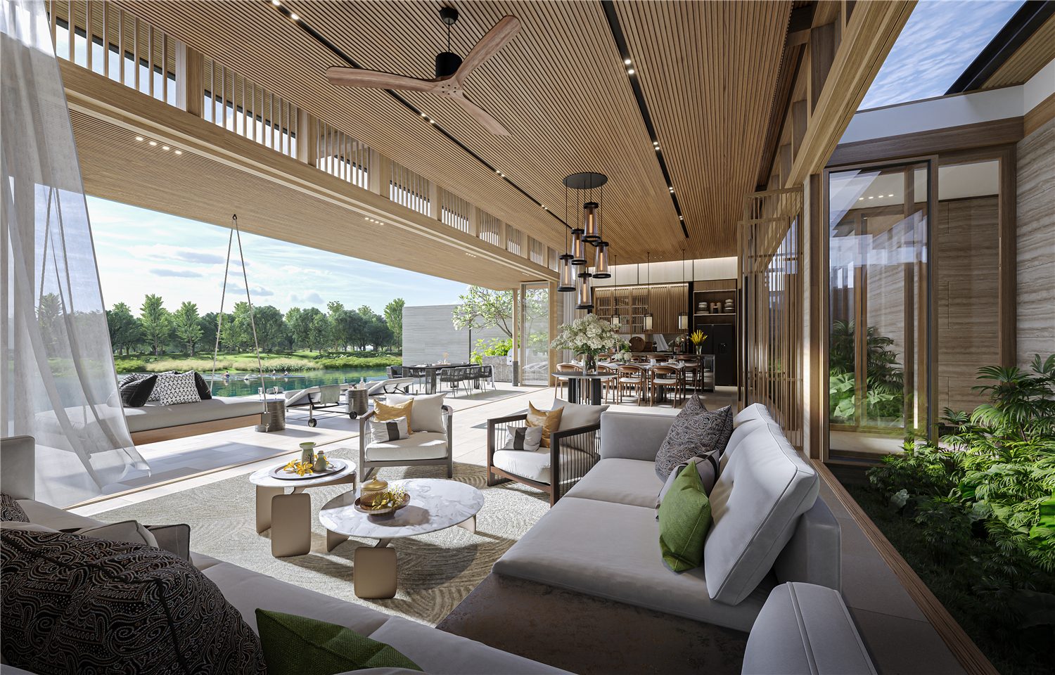 Living room of Yara three-bedroom pool villa